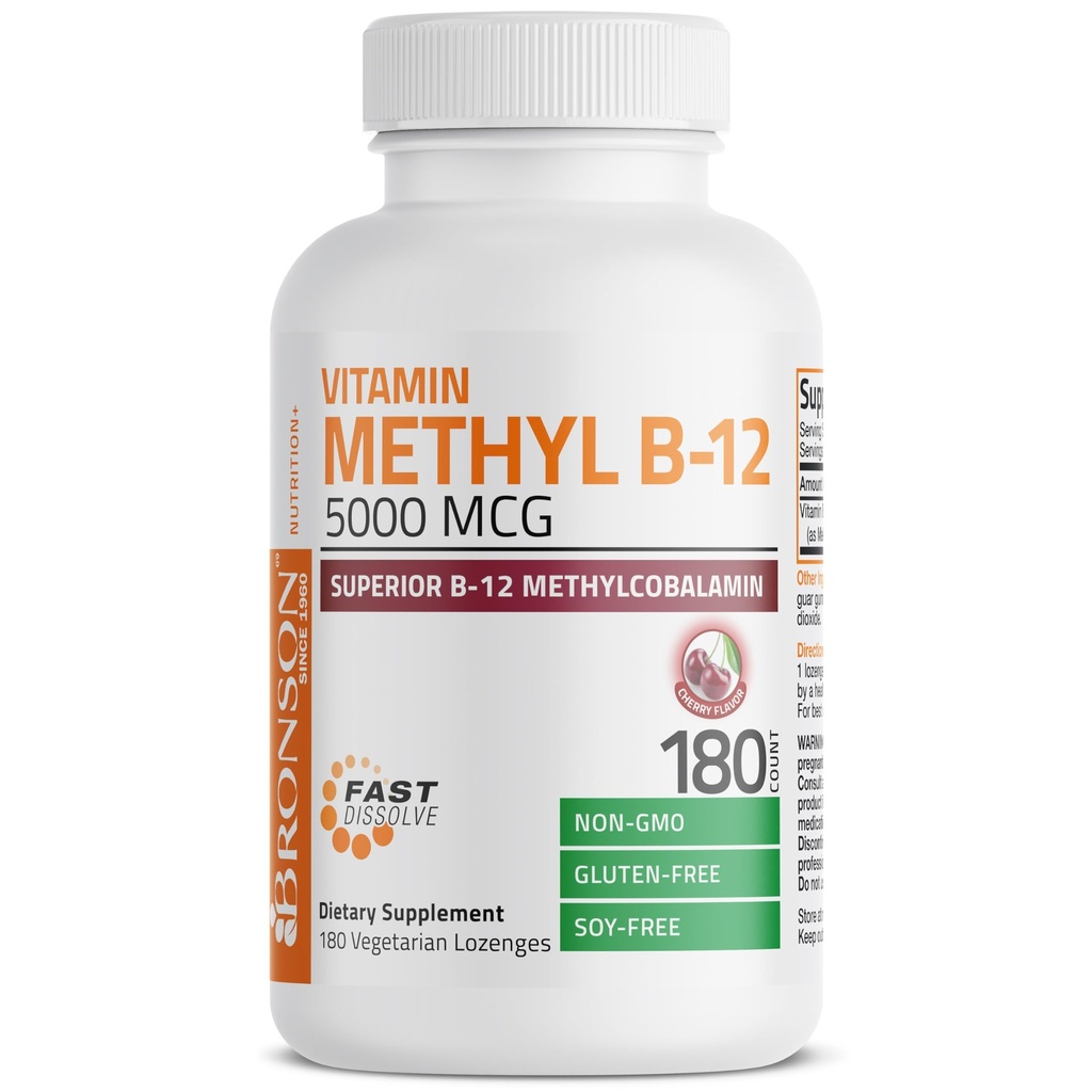 BronsonメチルB12 5000のmcgのビタミンB12のMethylcobalaminエネルギー及び頭脳サポート、180のLzenges