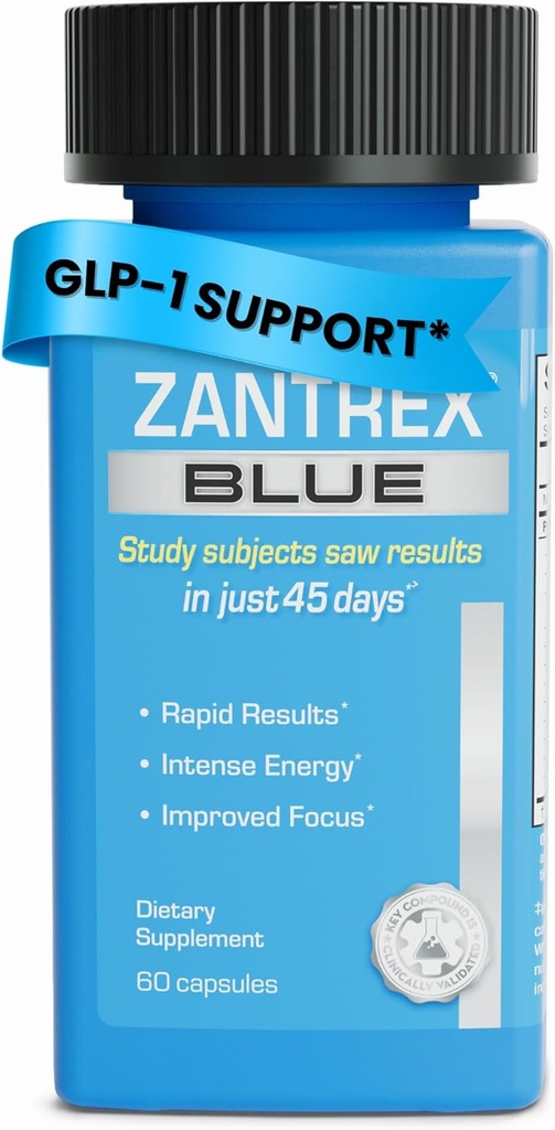 Zantrex Blue Energy & Thermogenesis Boost Energy | Weight Management Supplement for Appetite Control, Increased Calorie Burn and Supports GLP-1 Levels | 60 Capsules
