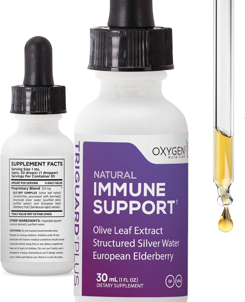 トリガードプラスコンセントレイト | コロイドシルバー、サマルブカス エルダーベリーエキス、オリーブリーフエキス、3-in-1 液体免疫サポート | 強力な免疫システムブースター | 素晴らしい味 - 1oz / 30ml、米国製