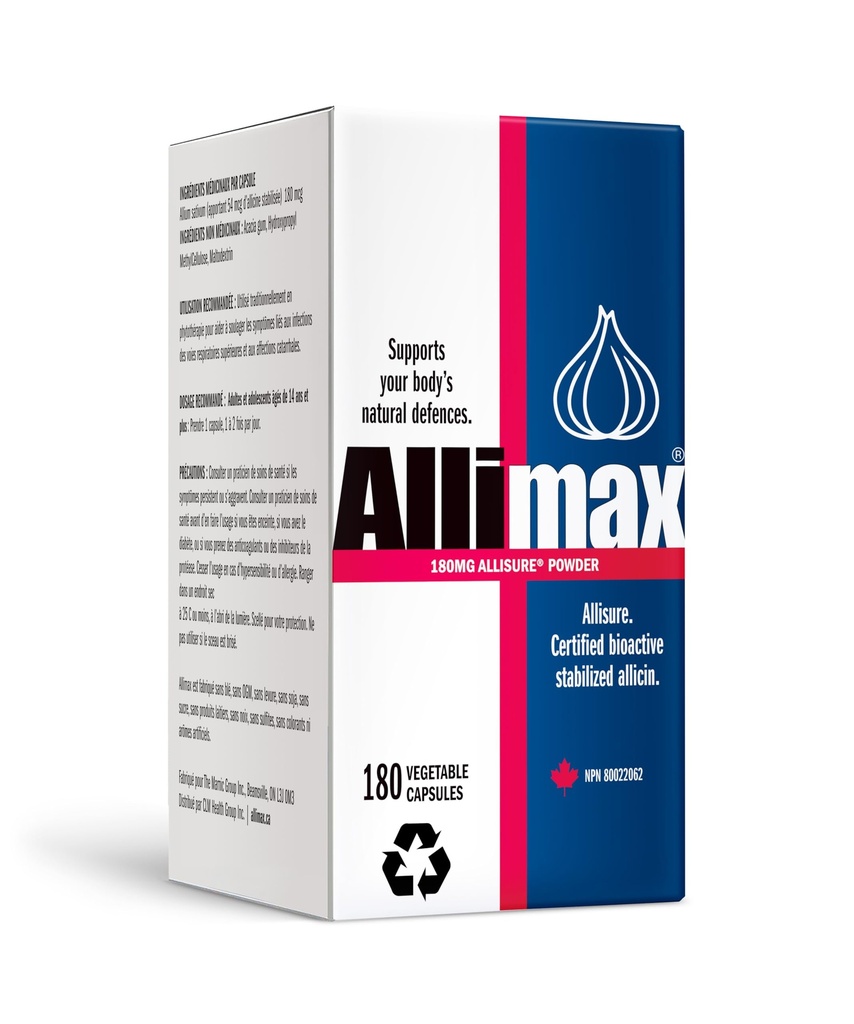 Allimax 180mg 180カプセル。 自然アリシンによるあなたの体の免疫機能をサポート, 清潔で持続可能なスペインから抽出された強力なオルガノスルフル化合物は、ニンニクを成長.