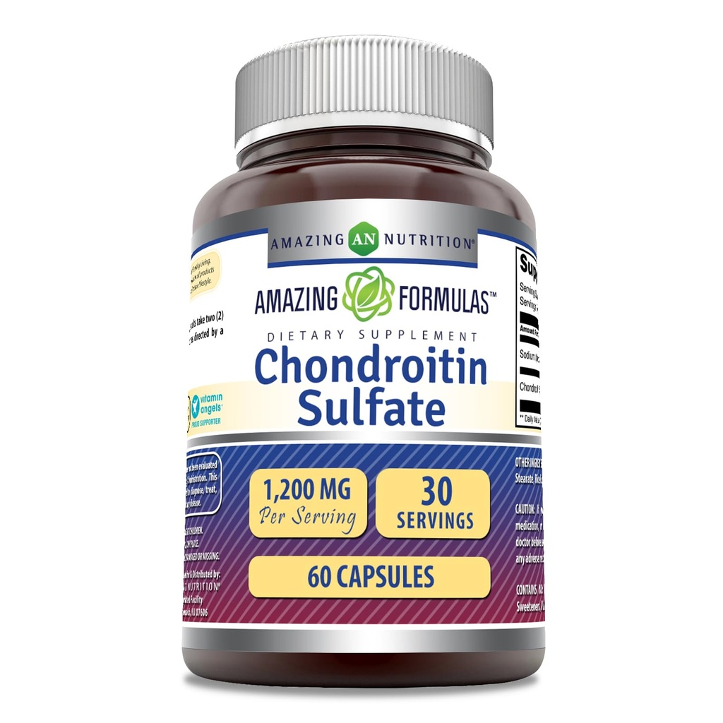 アメイジングフォーミュラコンドロイチン硫酸 1200 mg/サービングサプリメント | カプセル | ノンGMO | グルテンフリー | アメリカ製(1パック、60カウント)