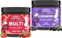 Llama Naturals Kids Multivitamin Gummies + Elderberry Gummies Bundle | No add Sugar Cane | ヴィーガン | オーガニック | 2 ボトル