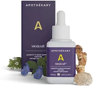 Apothékary mindcraftのチンキ、認知及び焦点、長寿および反老化の草の補足、頭脳の健康サポート、ビーガン、30のサービング