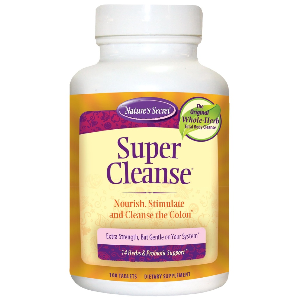 Nature's Secret Super Cleanse - 14ハーブ&プロバイオティックサポートを備えた余分な強度コロンクレンジング - Gut Health Detoxクレンジング&ダイジェストサポートジェムールエリミネーションフォーミュラ - 100錠(1パック)
