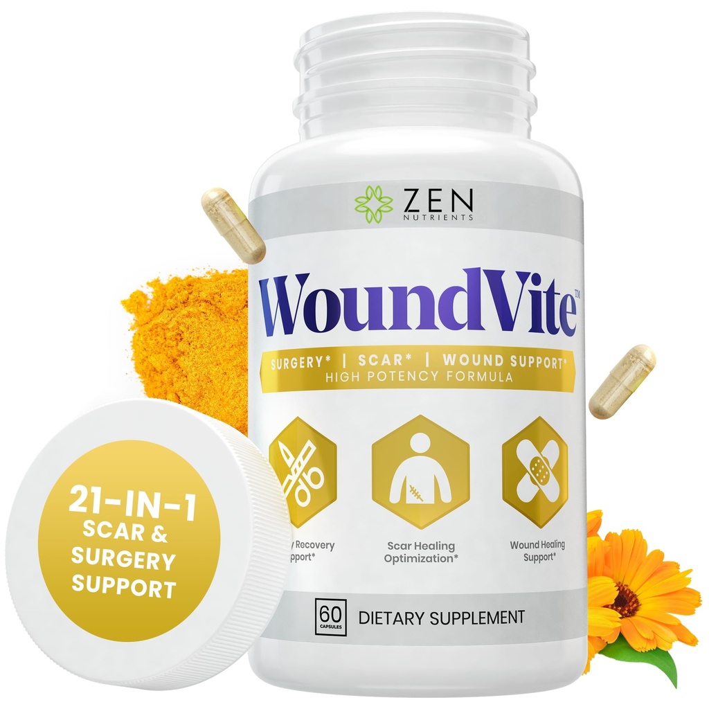 ゼンNutrients WoundViteプリ&ポスト手術サポート, 傷 & 傷のケア, 傷の治療, プラスチック & 一般手術, 回復時間w / Bromelainでヒールファイヤー&エイド, ターメリック&アルニカ - 60 ビーガンキャップ