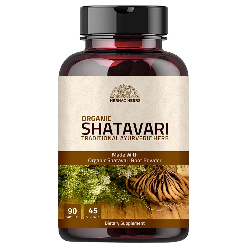 Shatavari カプセル 1000mg | オーガニック・シャタワリ 45 日の供給 | Vata & Pitta 用アーユルヴェーダハーブ (90 カプセル)