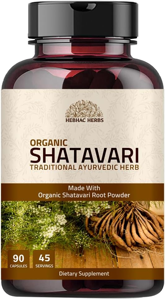 Shatavari カプセル 1000mg | オーガニック・シャタワリ 45 日の供給 | Vata & Pitta 用アーユルヴェーダハーブ (90 カプセル)