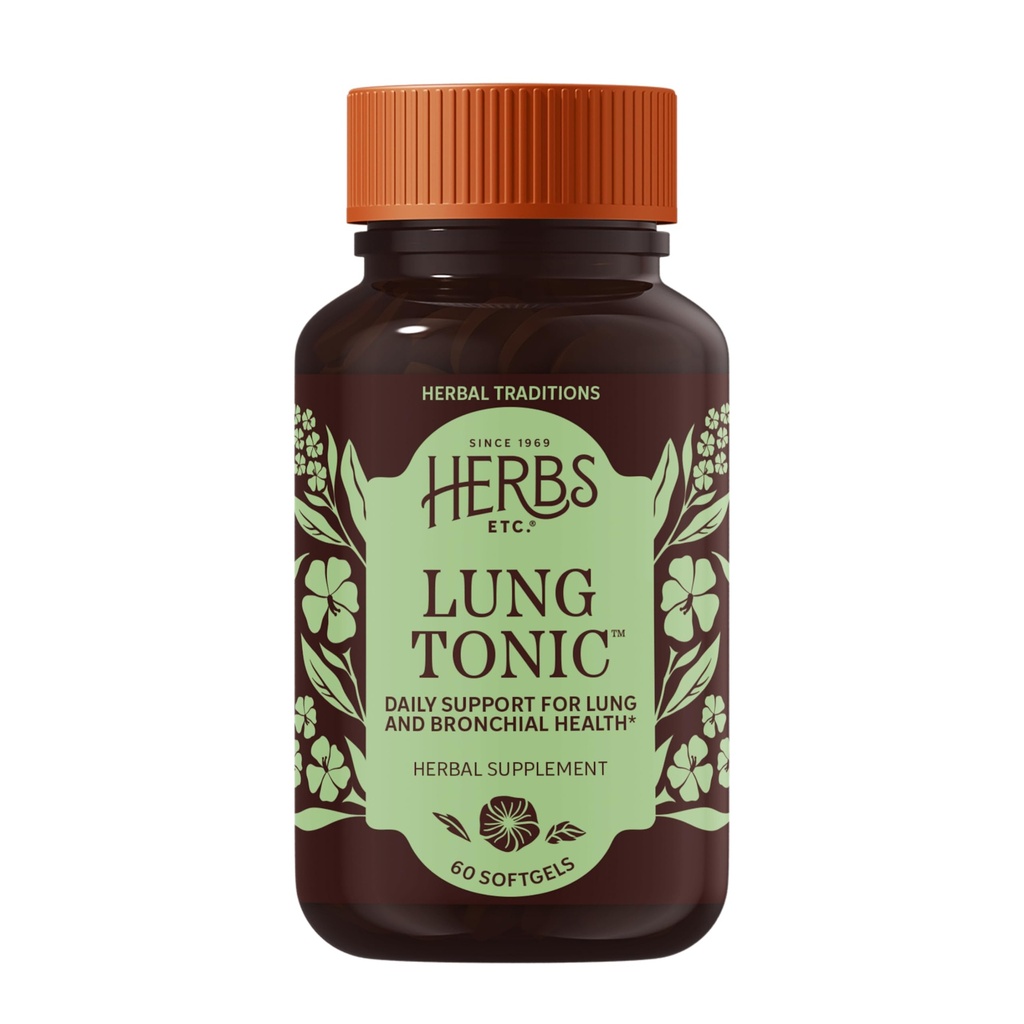 ハーブなど。肺トニック - 気管支サポートのための肺サプリメント - Mullein、Horehound&Grinderia - 60Softgels