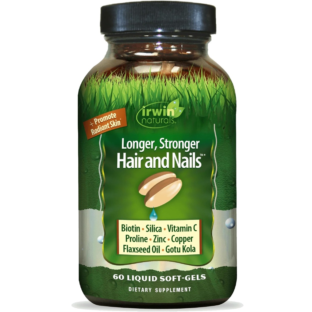 Healthy Skin & Hair Plus Nails by Irwin Naturals, Nutrient Rich, Provides Shine and Strength, 60 Liquid Softgels