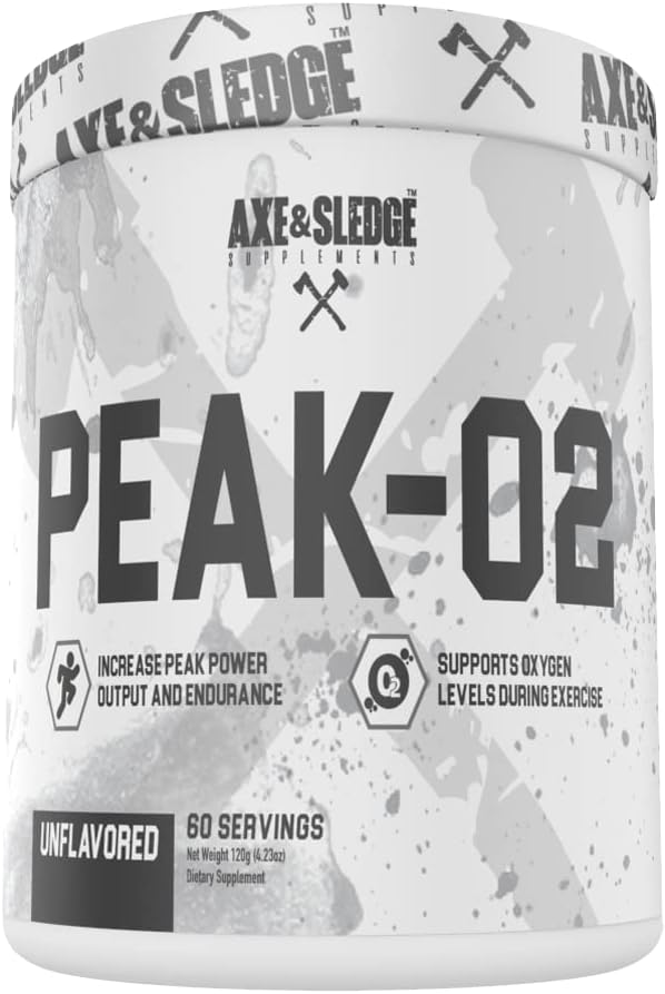 Axe&Sledgeは、ピークO2基本パウダー、エクササイズパフォーマンス、耐久性、および出力をサポートし、不燃、人工物質、フィラー、または試験、60のサービングはありません