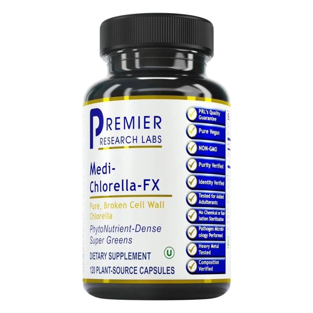 プレミアリサーチラボ Medi Chlorella-FX - Chlorella カプセル, Chlorophyll カプセル, 女性と男性のための有機ピル, Chlorophyll サプリメント - 120 ベジタリアン カプセル
