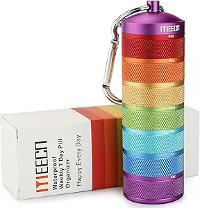 屋外旅行、アルミニウム、防水のための週刊金属の丸薬のオルガナイザー、それは耐震性であり、ビタミン、魚油、緊急の丸薬を貯蔵するための大きいコンパートメントを持っています