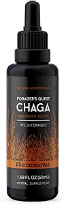 Surthrival: Chaga Mushroom Extract Forager's Quest, 50 mL, Featuring Nature’s Immune-Boosting, Anti-Viral, Anti-Fungal Medicinal Mushroom