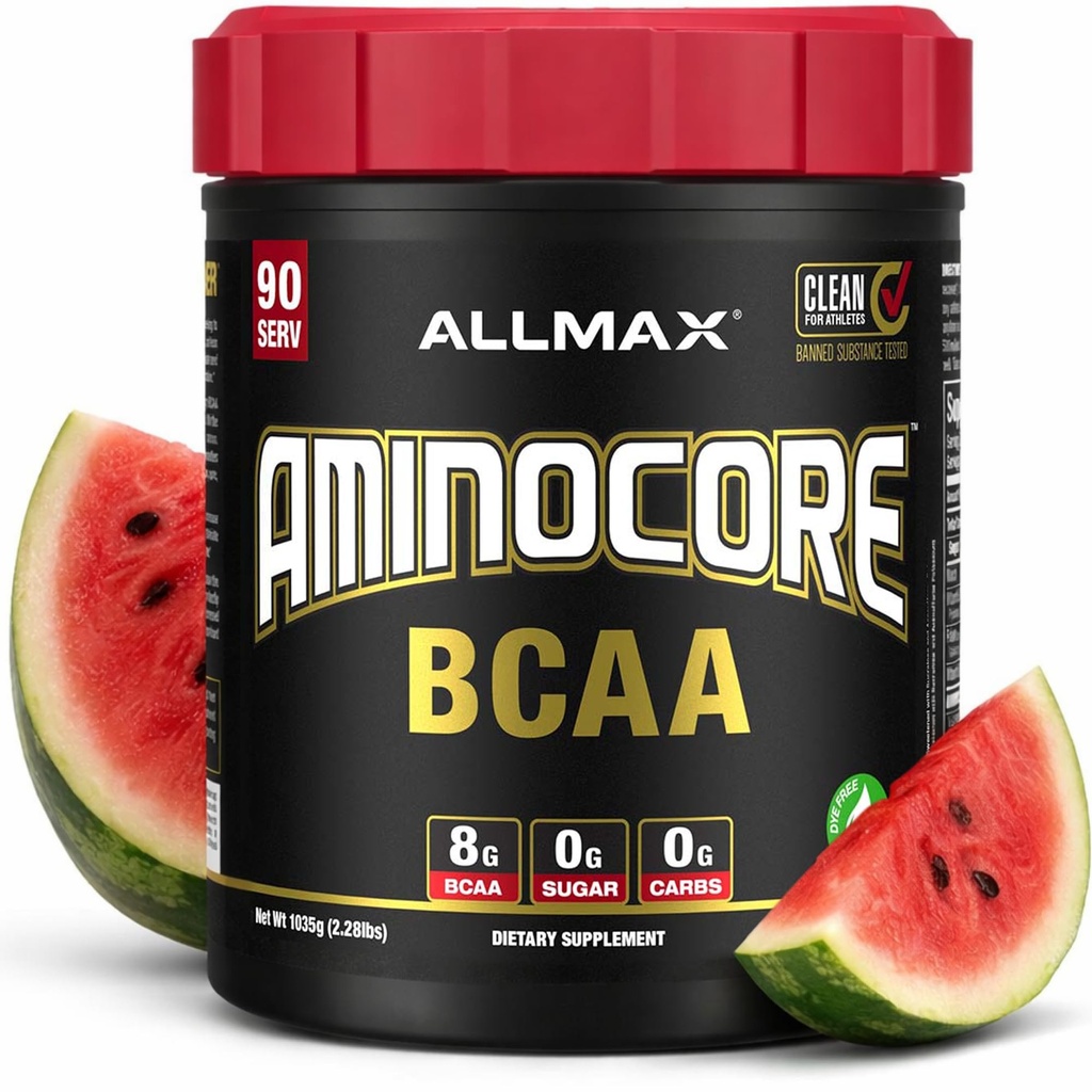 アミノ酸、イントラおよびポストのワークアウトの回復飲み物、グルテンフリー、Watermelon、945 gのALLMAXの栄養のAMINOCORE BCAAの粉、8.18グラム