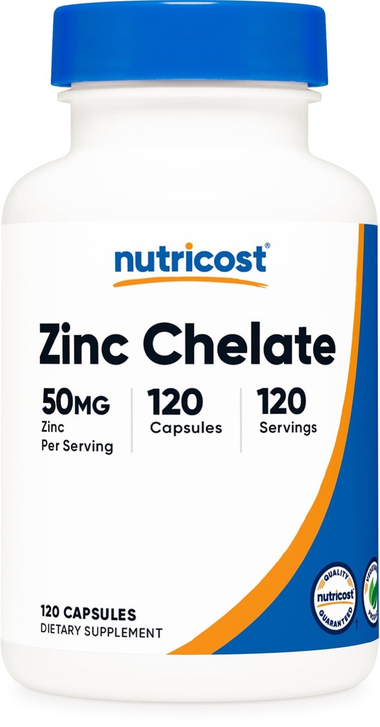 Nutricost亜鉛キレート50mg、120ベジタリアンカプセル - グルテンフリーと非GMO