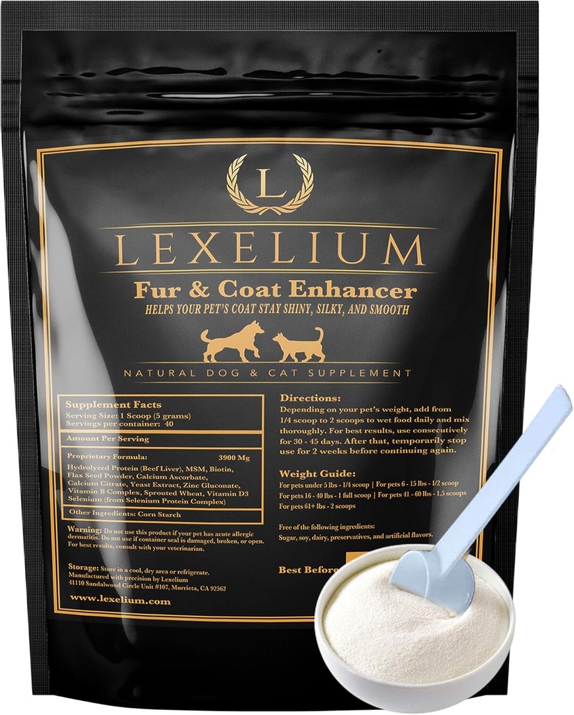 犬と猫のための皮膚炎の皮膚とコートサプリメント - 犬と猫のための健康な皮膚と毛皮を促進 - w / Itch、ドライスキン+その他の症状 - 自然Vet承認粉末式 - 200G
