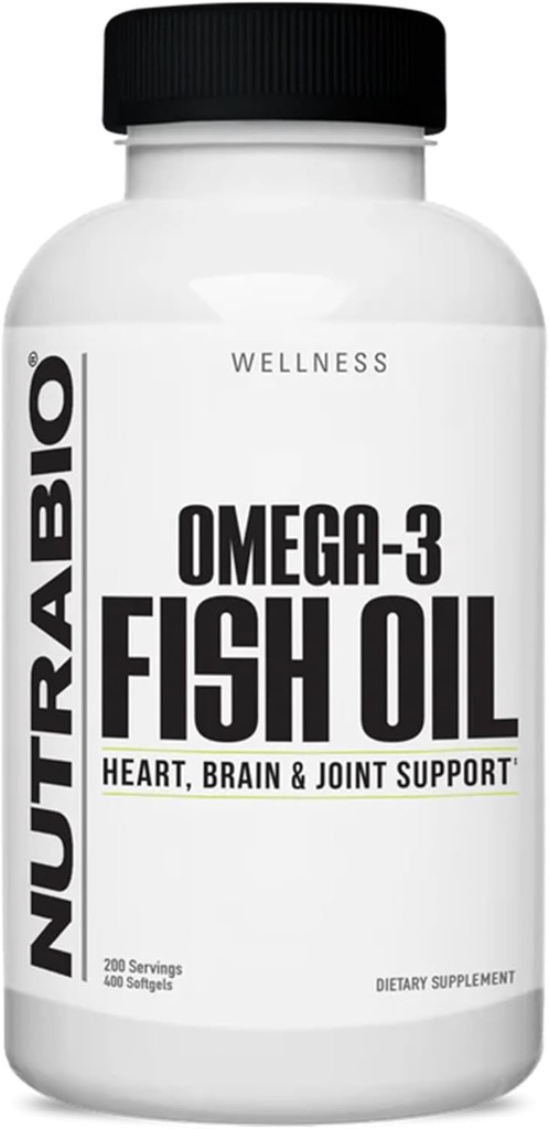 NutraBioオメガ3魚油サプリメント、2,000mg、400Softgels - EPA DHAオメガ3脂肪酸サプリメントは、健康な心臓をサポートするのに役立ちます