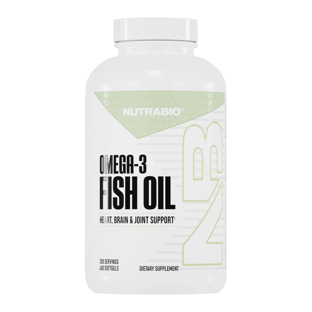 NutraBioオメガ3魚油サプリメント、2,000mg、400Softgels - EPA DHAオメガ3脂肪酸サプリメントは、健康な心臓をサポートするのに役立ちます