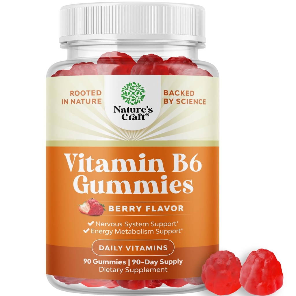 Potent Vitamin B6 Gummies for Adults - Vitamin B6 50mg Per Serving Gummy Vitamins for Women and Men for Immune Nerve and Mood Support - Vegan Kosher B6 Vitamins Gummies for Women and Men - 90 count