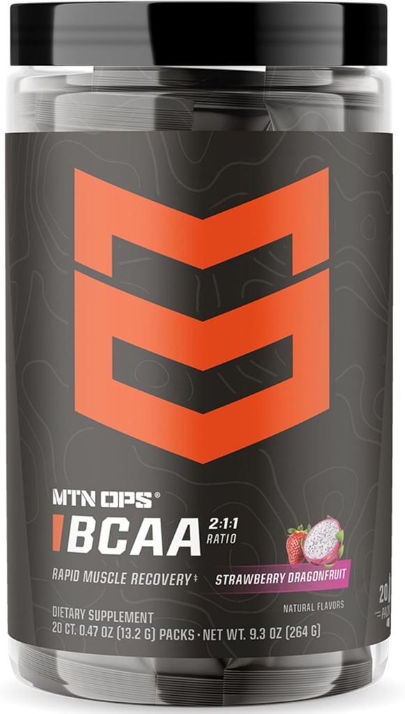 MTN OPS BCAAの粉2:1のアミノ酸はゼロ砂糖及びグルテンフリーと急速な筋肉回復及び修理のための粉を補います - 20-サービング、いちごのドラゴン フルーツのトレイルのパック