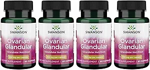 Swanson Ovarian Glandular - 女性の Glandular Health & Balance サポートを促進する天然サプリメント - ウェルネスをサポートするためのプレミアムバインティッシュから供給 - (60カプセル、250mg 各) (4パック)