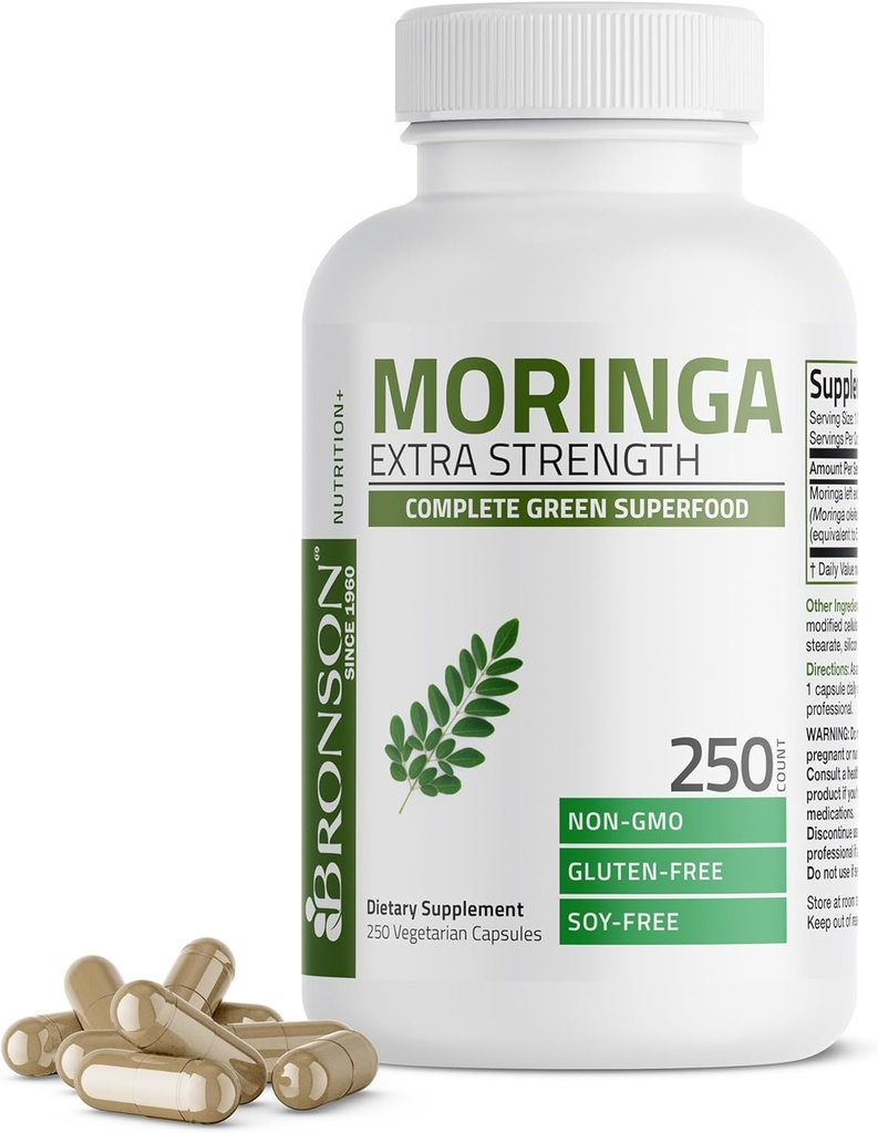 Bronson Moringaの余分強さのカプセルのMoringa Oleiferaの粉、250の計算