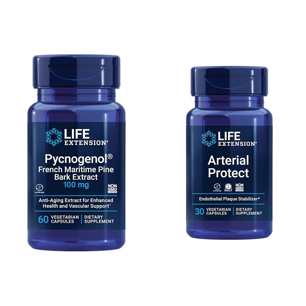 ライフエクステンションPycnogenolフランスのマリタイムパインバーク&Gotu Kola動脈の健康サプリメント - 60&30ベジタリアンカプセル