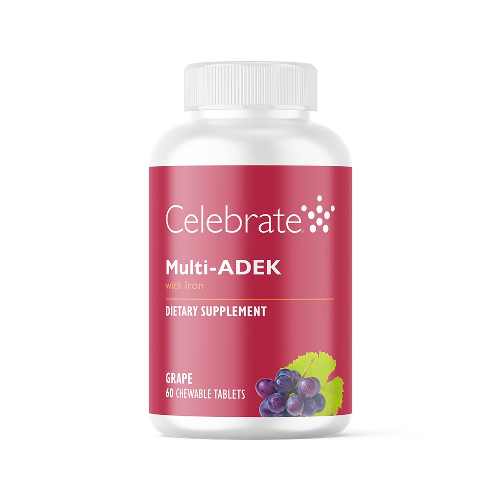 ビタミンマルチADEKのChewables、60mgの鉄 - 毎日のBariatric Multivitamin、ビタミンA、D、E、K及びDuodenalスイッチ手術患者のためのB12 - ブドウ(60のタブレット)