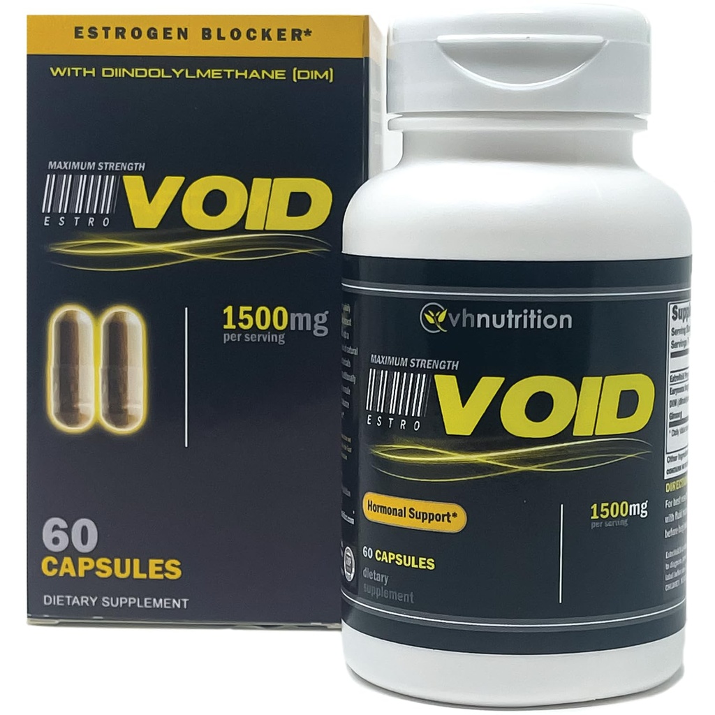 VH栄養ESTROVOID | 男性用エストロゲンブロッカー | 1500mg 最大強度ナチュラルアロマターゼ阻害剤* W/DIM、ロングジャック、アシュワガンダ、Eleuthero、Cordyceps、Rhodiola、& Panax Ginseng