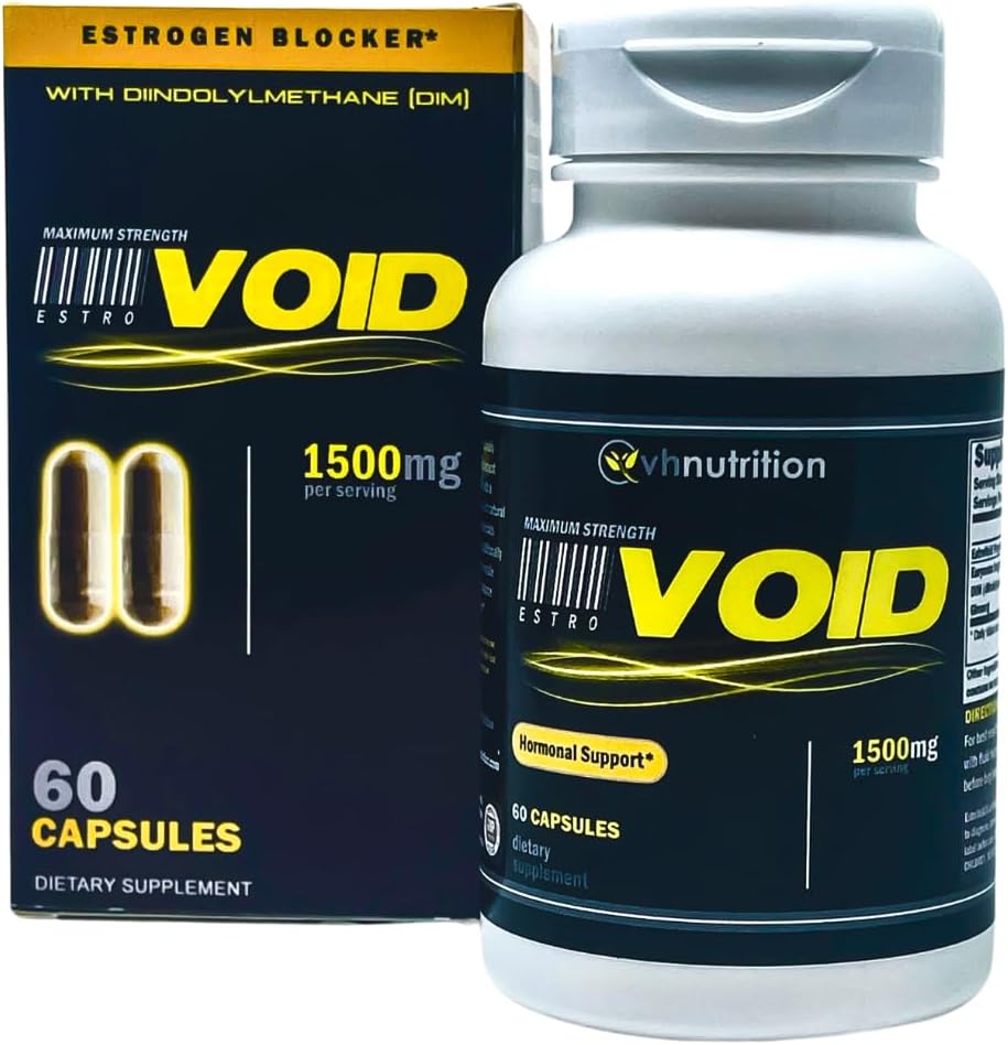 VH栄養ESTROVOID | 男性用エストロゲンブロッカー | 1500mg 最大強度ナチュラルアロマターゼ阻害剤* W/DIM、ロングジャック、アシュワガンダ、Eleuthero、Cordyceps、Rhodiola、& Panax Ginseng