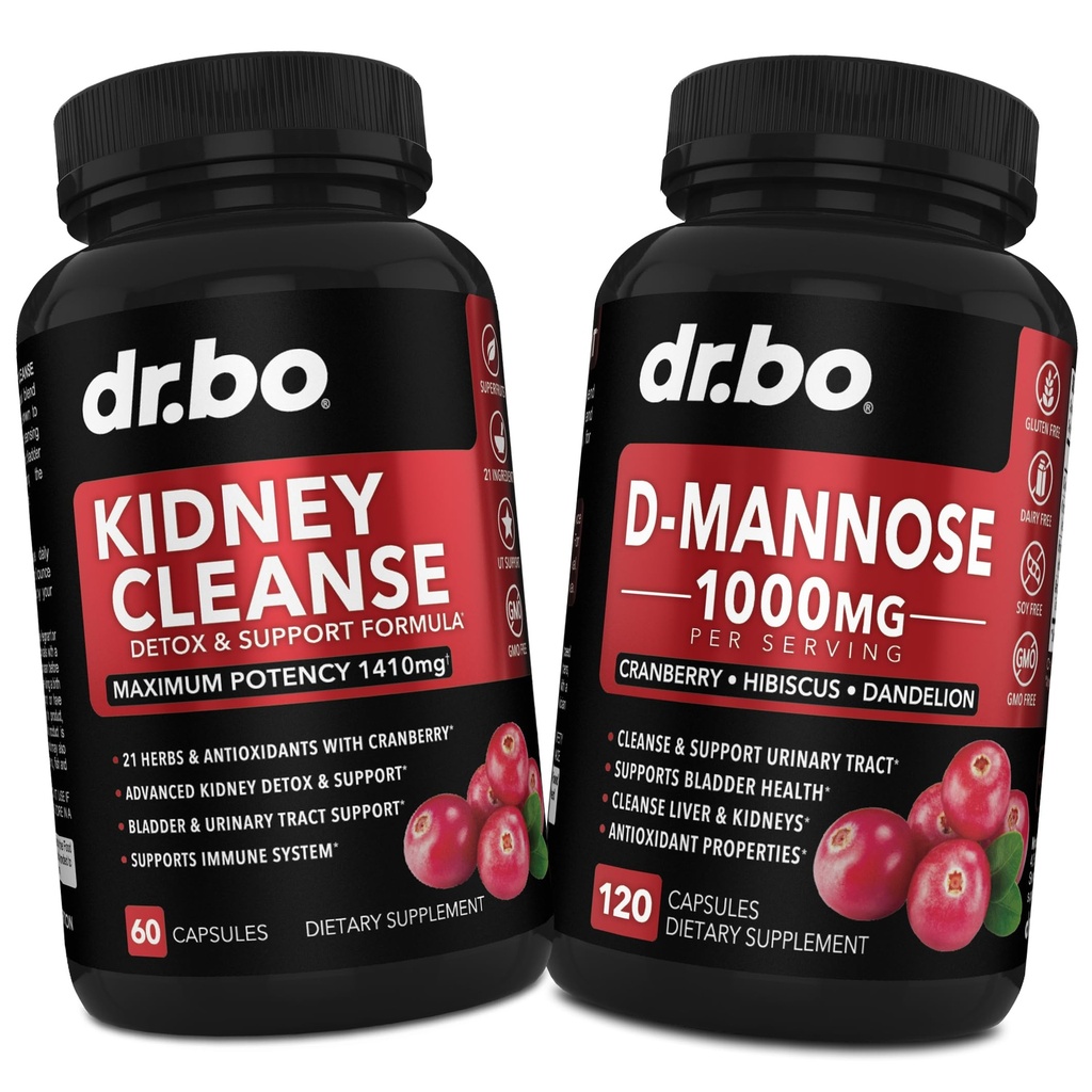 キドニークレンジング&Dマンノーズサプリメント - キドニーデトックスサポートサプリメント、Dマンノーズ500mg 1000mgカプセル - DMannose&ナチュラルクランベリーは、腎臓、膀胱および尿路の健康補助食品をサポート
