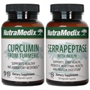 NutraMedixの共同サポート バンドル - 共同サポートのためのTurmericおよびSerrapeptaseの酵素サポート カプセルからのCurcuminを含み、健康な炎症反応サポート - 2-部分の補足セット