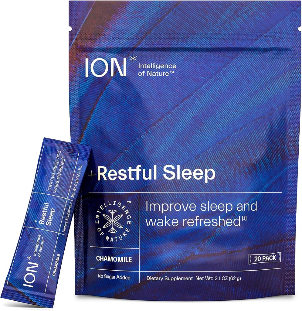 ION* 自然の知能 + 素泊まりの眠り | 眠りを損なう | リフレッシュを促す | 砂糖の増やし | ビーガン | グルテンフリー | グリリン酸残渣フリー | 20 パケット