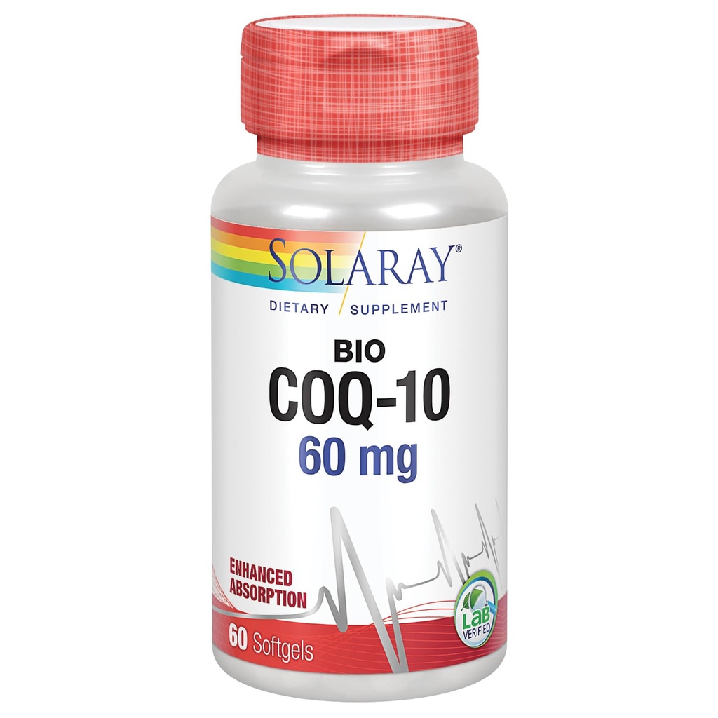 SOLARAY Bio CoQ-10 60 mg | 吸収性強化 | ビタミンA・E | ヘルシーハート&セルラーエネルギーサポート | 60 Softgels