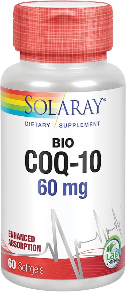 SOLARAY Bio CoQ-10 60 mg | 吸収性強化 | ビタミンA・E | ヘルシーハート&セルラーエネルギーサポート | 60 Softgels