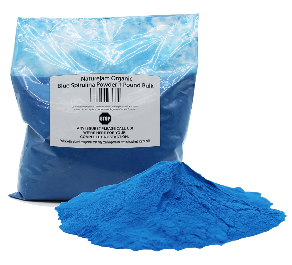Naturejam Organic Blue Spirulina Powder 1 Pound Bulk-Premium Culinary Grade for Smoothies