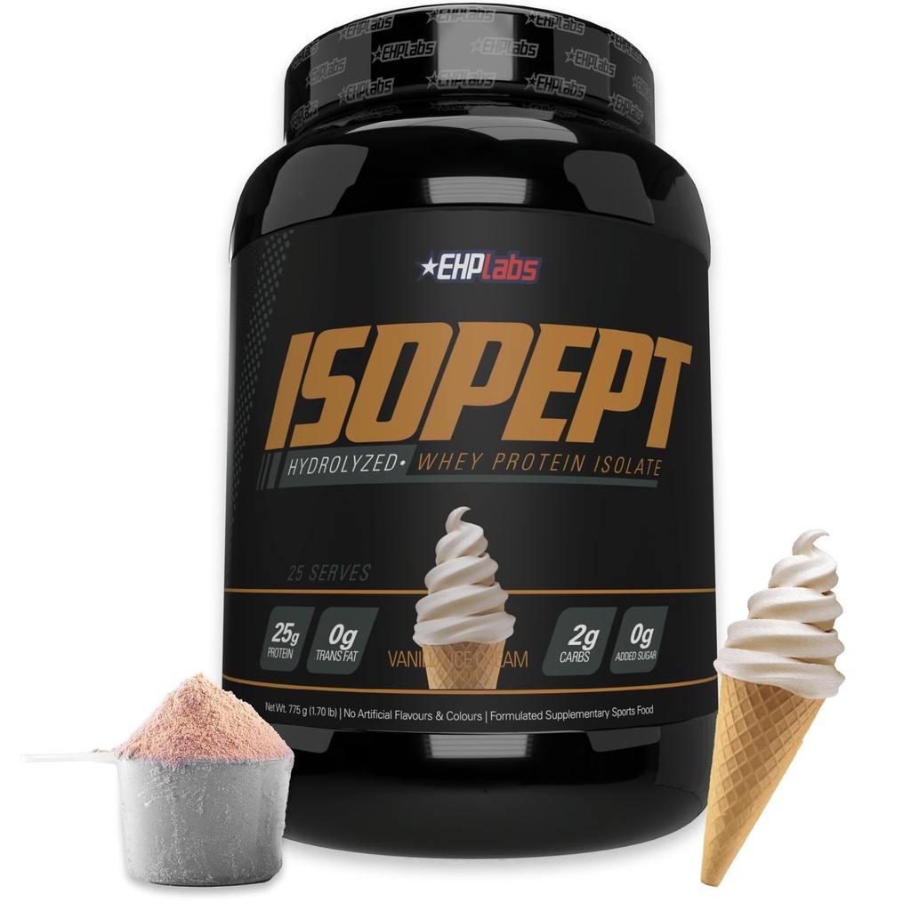 EHPlabsによるIsoPeptの加水分解された乳蛋白質の粉- 100%の乳しよう蛋白質の隔離剤及び加水分解物、蛋白質、非GMOのグルテンフリー、速い吸収、容易なダイジェスト、27のサーブ(バニラのアイス クリーム)