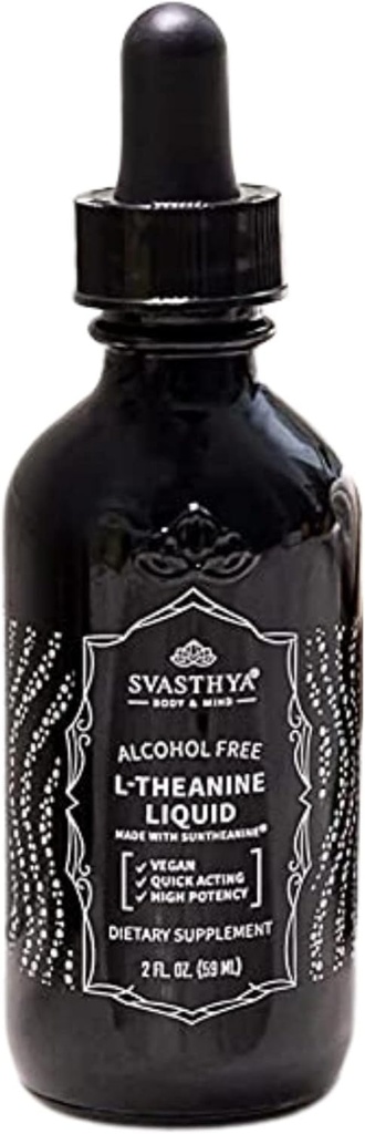 Svasthyaボディ&マインド100%純粋なL-テアニン液サプリメント - 2FL. OZ. (60ML) ストレス低減のための, 改善された集中