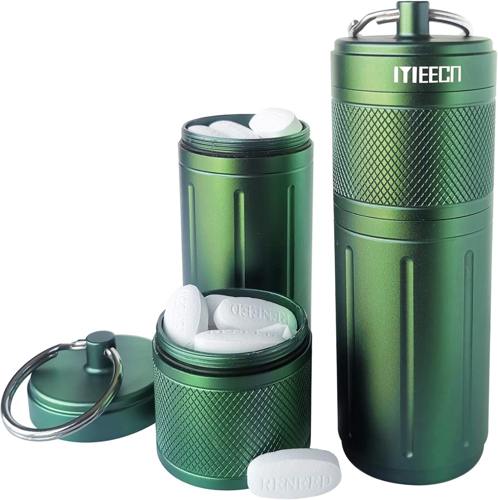 2つの層の大きい丸薬のオルガナイザー、防水アルミニウム容器はあらゆるサイズ、ビタミン、タラのレバー オイル、補足および薬、Rvプロダクト、サイズを錠剤にします:1.6 x 1.6 x 4.4 (緑)