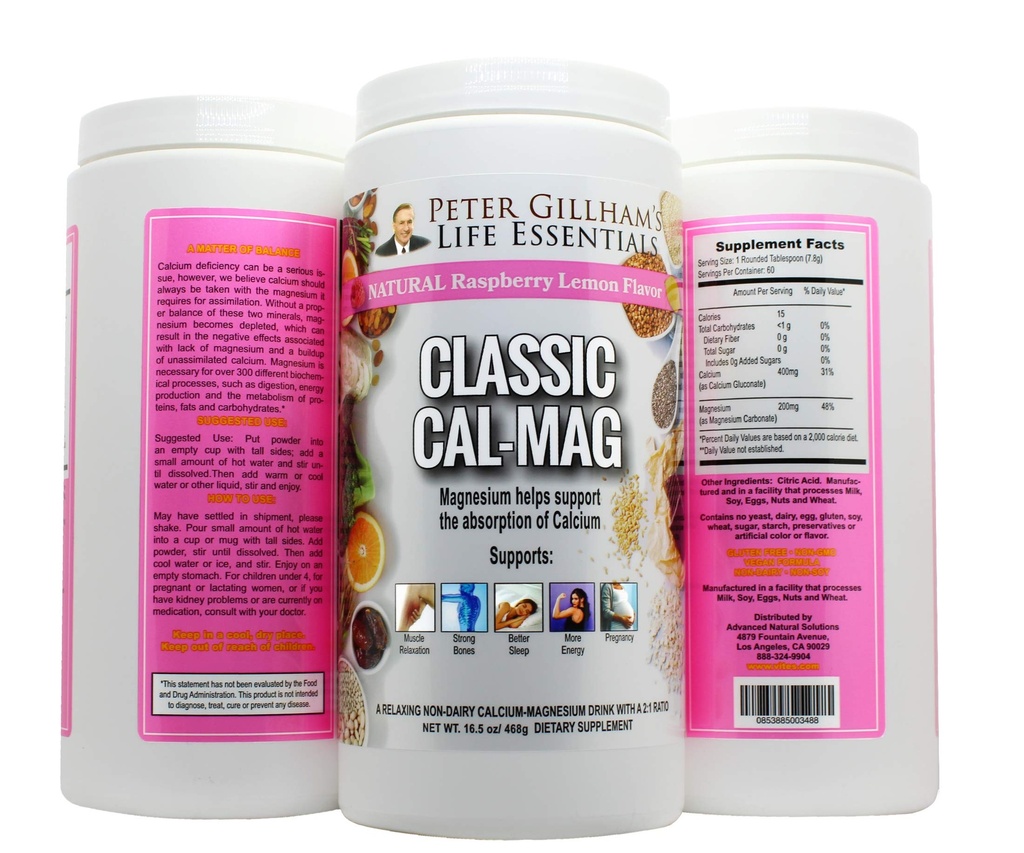 古典的な Cal-Mag の粉 Raspberry のレモン、元の 2:1 方式、16.5oz (60 のサービング) 睡眠 &Stress Aid、筋肉弛緩のための、足のクランプ、骨及び歯。 アメリカ製