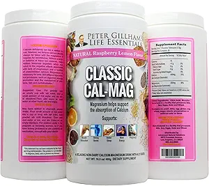 Classic Cal-Mag Powder Raspberry Lemon, Original 2:1 Formula, 16.5oz(60 Servings) Sleep &Stress Aid, for Muscle Relaxation, Leg Cramps, Bones & Teeth. Made in The USA