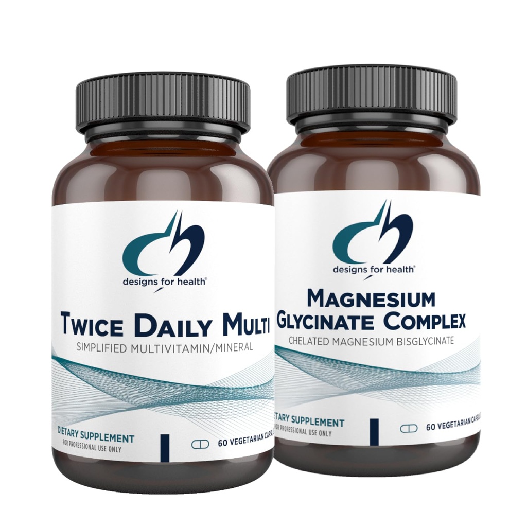 健康マグネシウムのGlycinateのコンプレックス(60のカプセル)及びTwiceの毎日の多(60のカプセル)の束のための設計- Folate及び高い吸収のマグネシウムの補足が付いている優れたMultivitamin