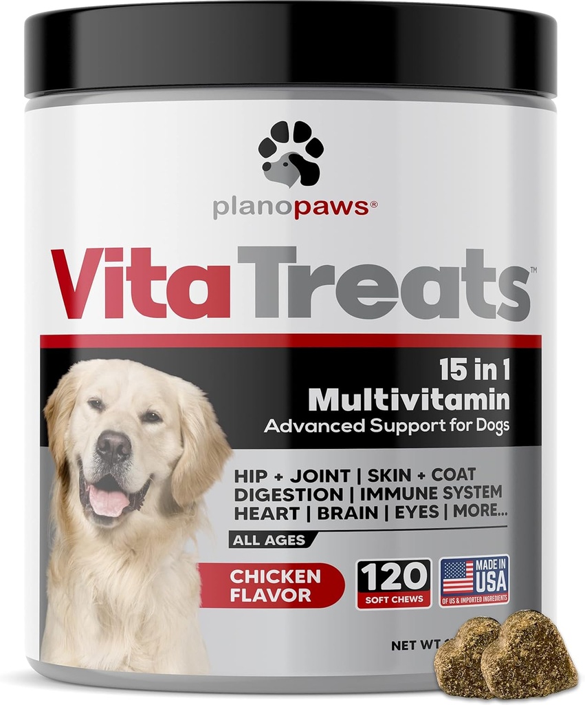 Vitaの御馳走 - 犬のビタミンとサプリメント - 犬のための麻油 - 犬のためのグルコサミンコンドロイチン - 皮膚とコートのためのオメガ3魚油 - プロバイオティクス - 犬の関節サプリメント - 120犬マルチビタミン咀嚼