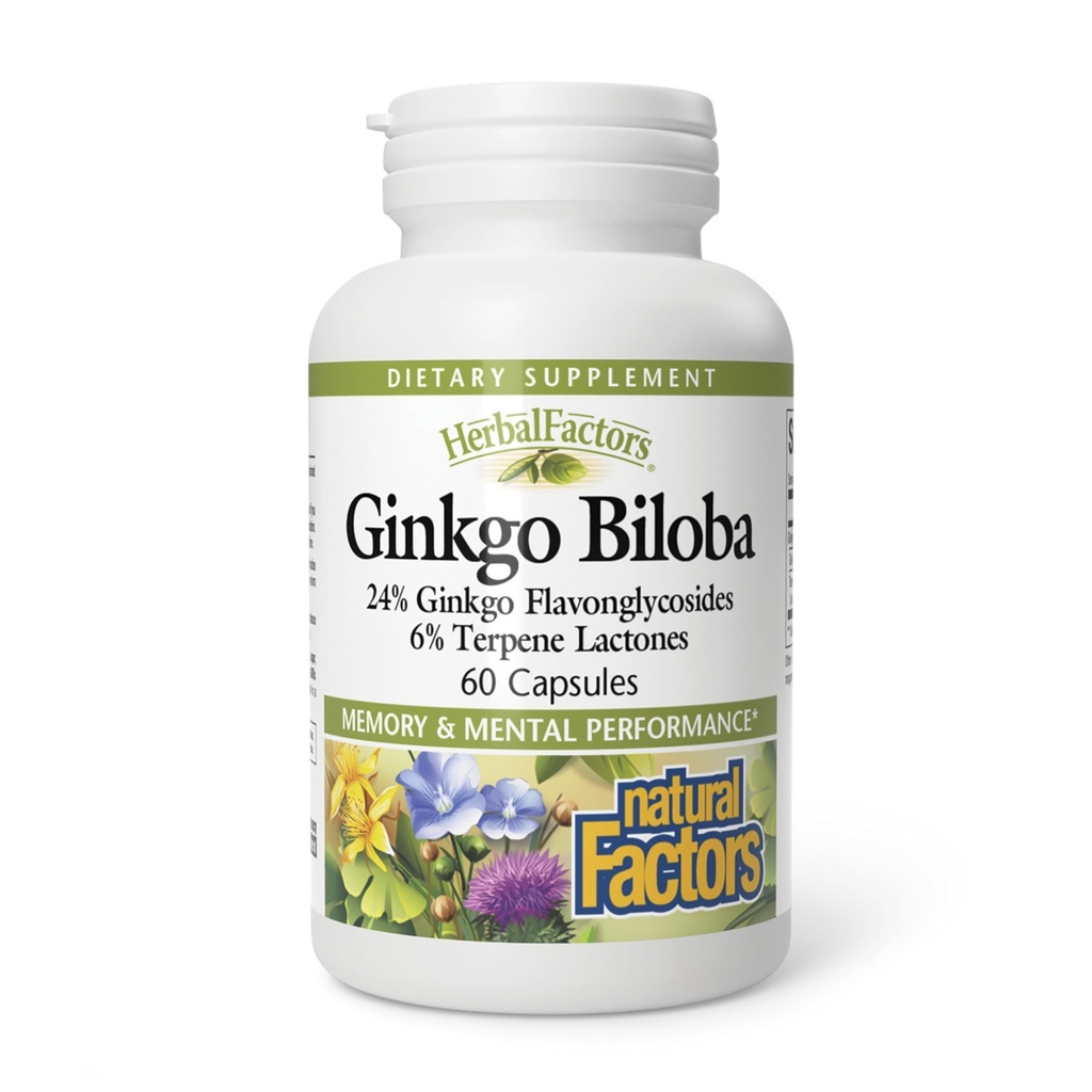 自然な要因によるHerbalFactors、Ginkgo Biloba、サポート記憶、精神的な性能および健康な頭脳機能、60のカプセル(60のサービング)