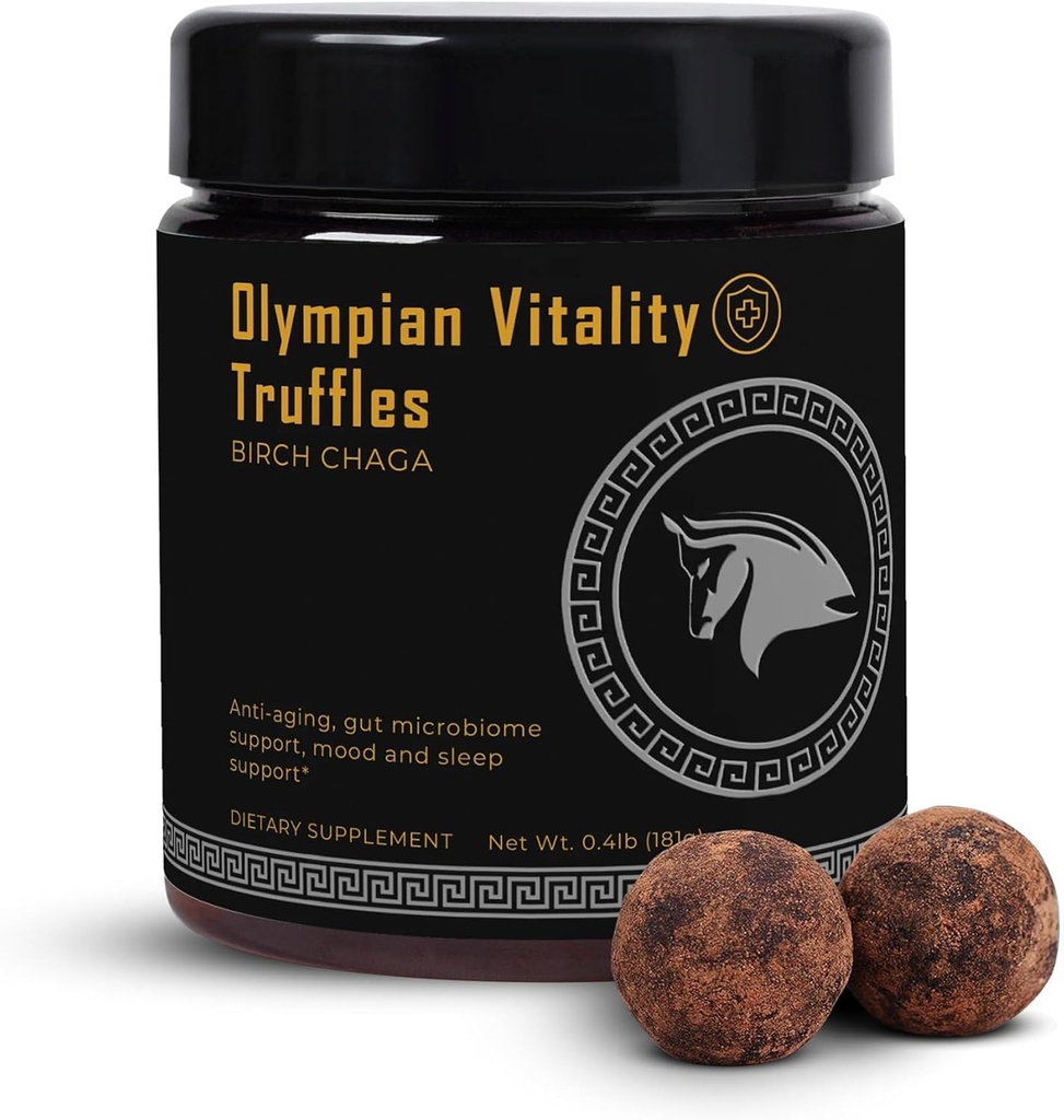 Olympian Vitality Truffles | Natural Gut Health Dessert & Gut Detox Supplement + Sleep Support | Humic & Fulvic Acid Organic Pure Cacao & Date | Non GMO & Organic | Spartan Bee Bread Brand