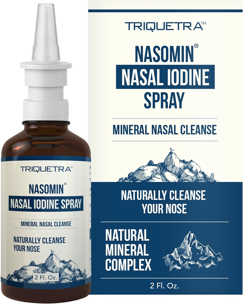 Nasomin® ヨウ素鼻スプレー – 鼻の通路をきれいにし、リフレッシュ – ヨウ素&フルヴィク酸ブレンド – ボトルあたり 150 + 使用 – 100% 天然ミネラル式 – (2 oz. ボトル + 鼻スプレーヤー)