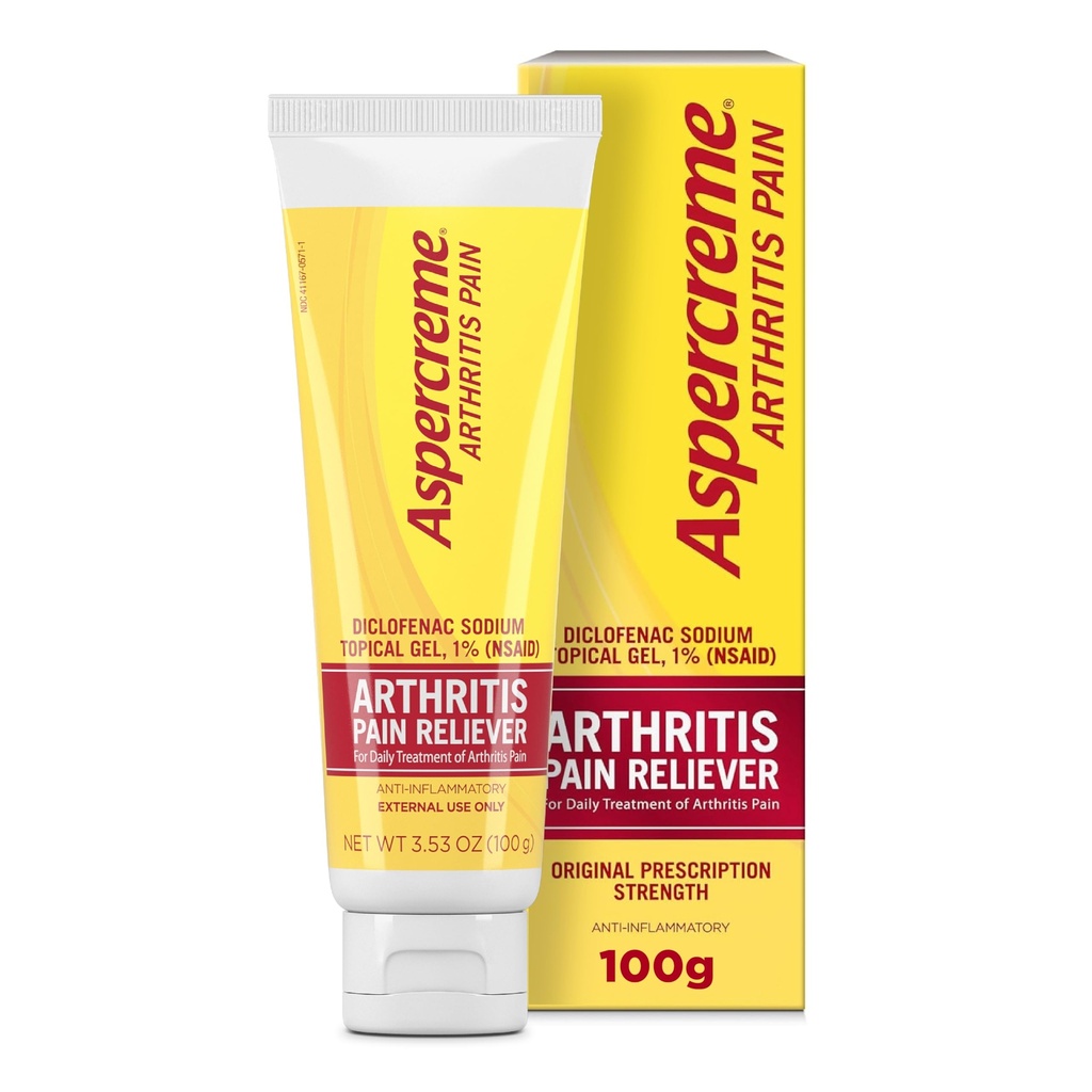 Aspercreme Arthritis Pain Relief Gel for Arthritis & Joint Pain, Non-steroidal Anti-inflammatory Topical Gel with Max-Strength Diclofenac Sodium, 100 g