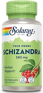 SOLARAY Schizandra 580 mg - ボディヘルスとウェルネスサポートのためのシサンドラサプリメント - Schisandra Berry - Non-GMOプロジェクト検証、ビーガン、ラボ検証、60日間保証、100サービング