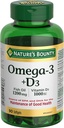 Nature's Bounty Omega-3 + D3の魚油1200mg/ビタミンD3 1000IU 90のsoftgels