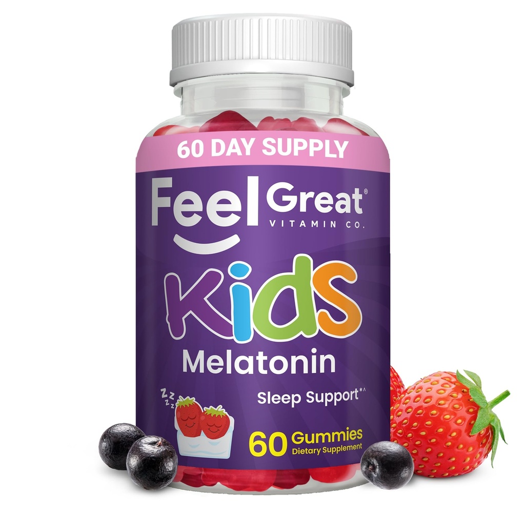 お子様のメラトニンガミーをどうぞ | いちご風味のメラトニンガミー キッズ | 1MG of Melatonin Sleep Aid for Kids | ヴィーガンガミー | 60 Day Supply